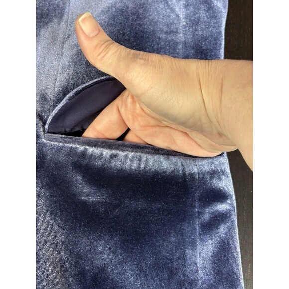 H Halston Velvet Blazer Blue Purple Medium One Button Stretch Pockets - Picture 8 of 11
